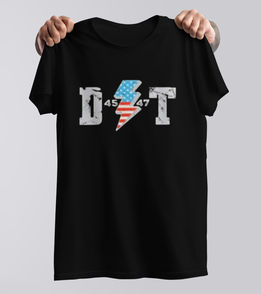 D 45 47 Lightning American Flag T-Shirt