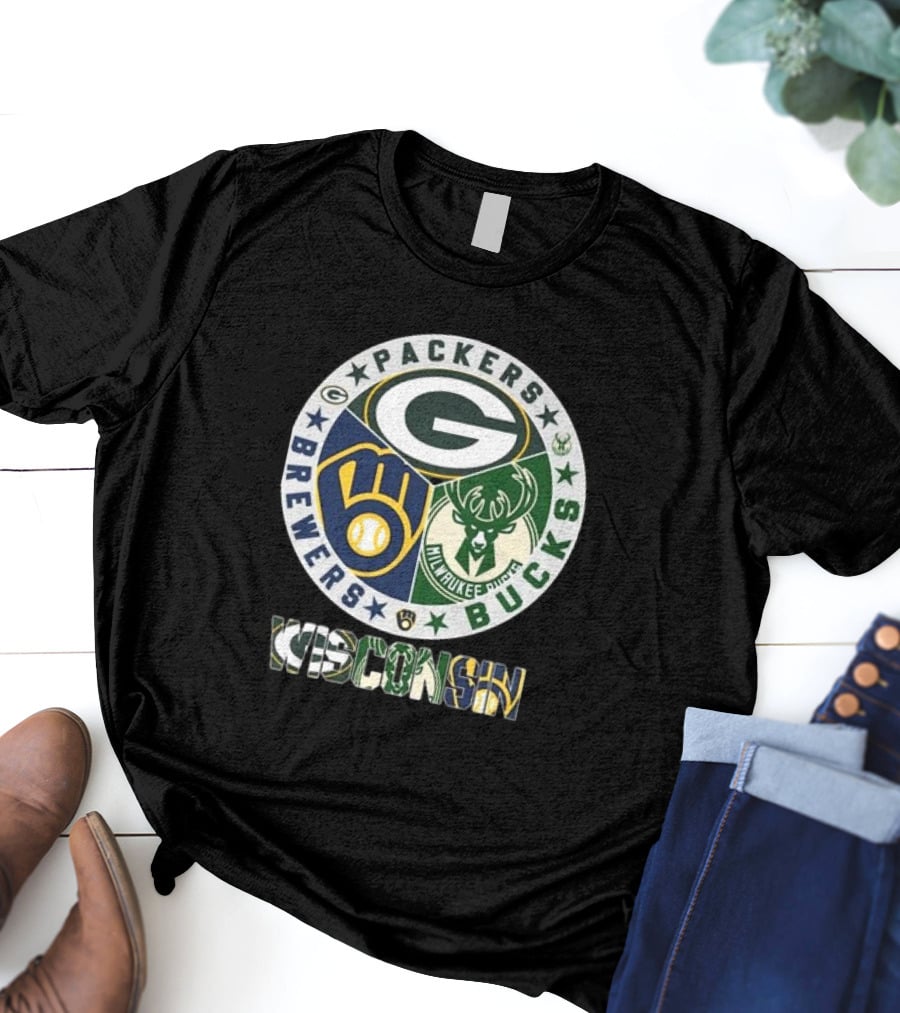 Green Bay Packers Milwaukee Brewers Milwaukee Bucks Wisconsin T-Shirt