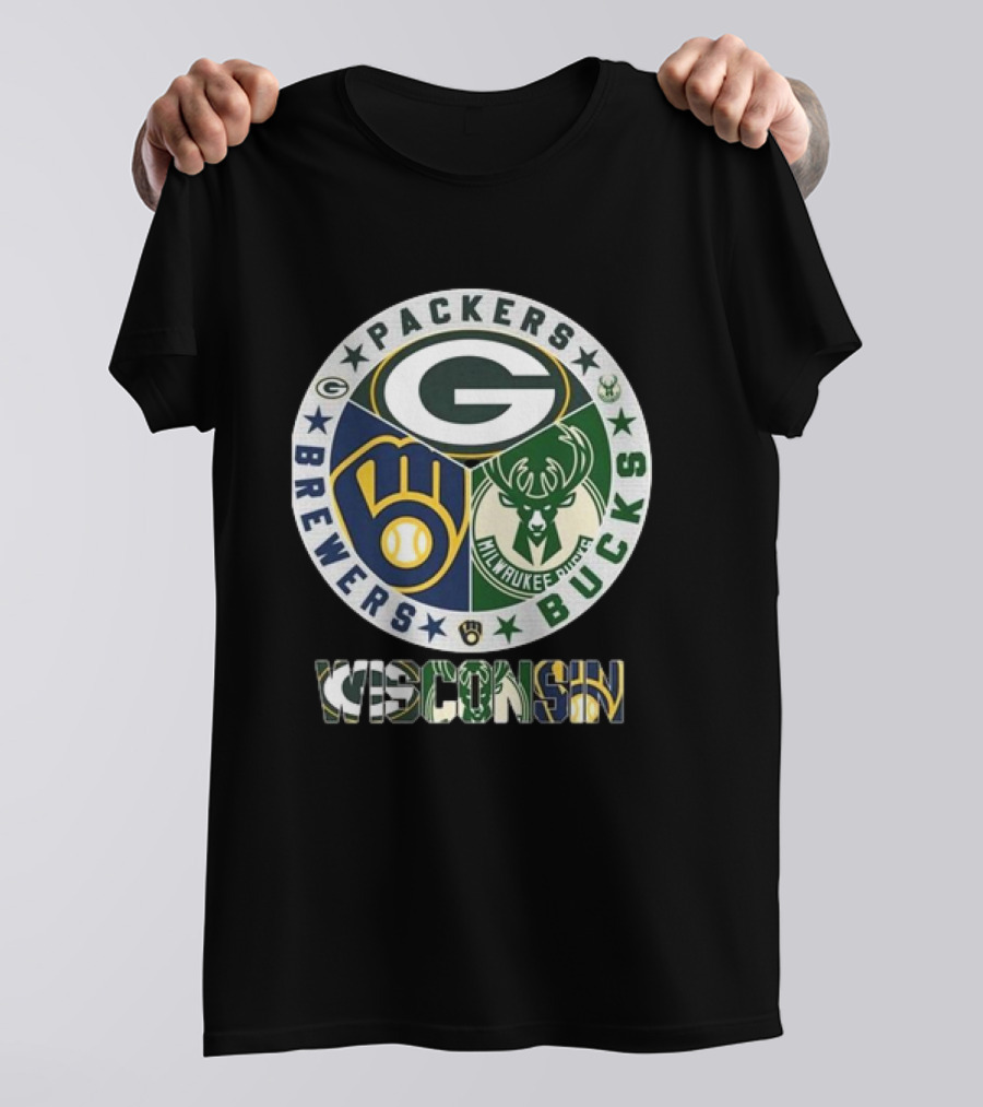 Green Bay Packers Milwaukee Brewers Milwaukee Bucks Wisconsin T-Shirt