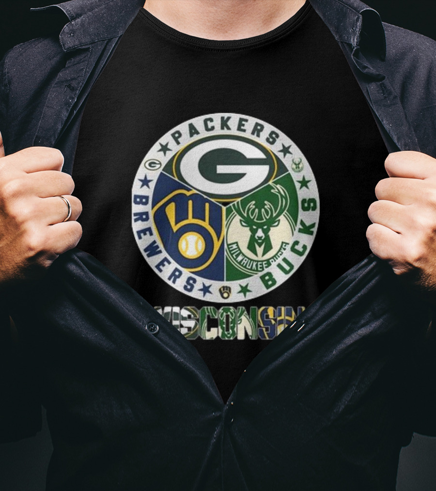 Green Bay Packers Milwaukee Brewers Milwaukee Bucks Wisconsin T-Shirt