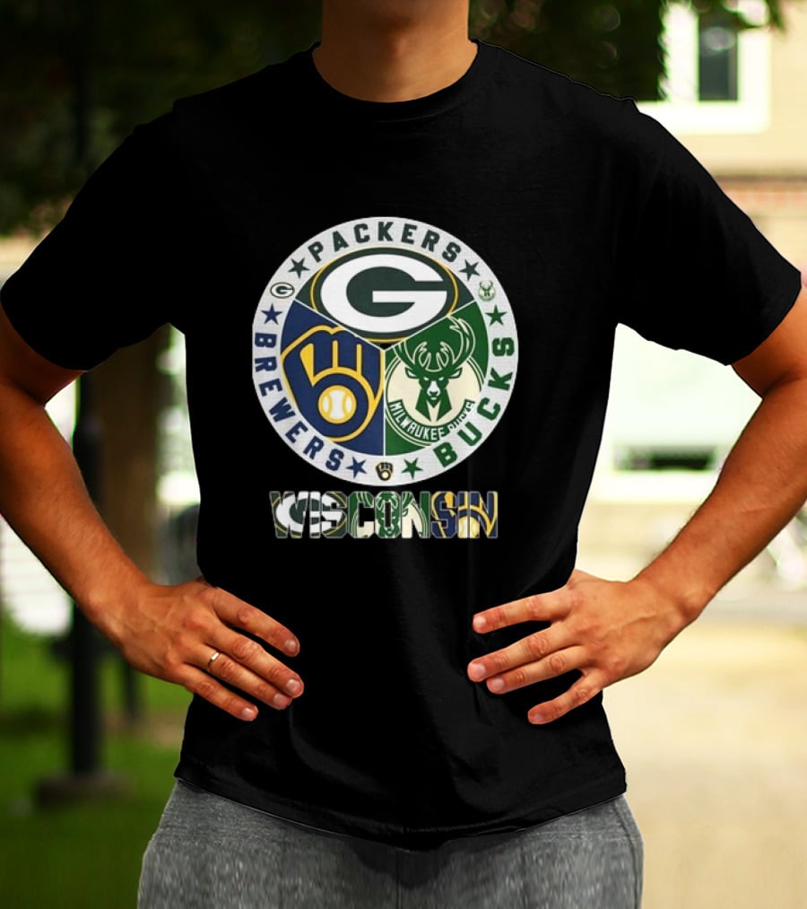 Green Bay Packers Milwaukee Brewers Milwaukee Bucks Wisconsin T-Shirt