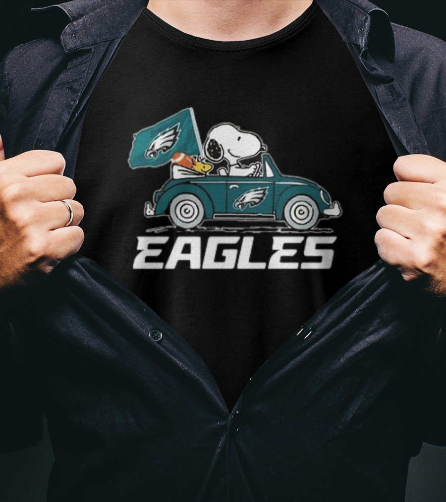 Philadelphia Eagles Snoopy Woodstock Car Ride T-Shirt