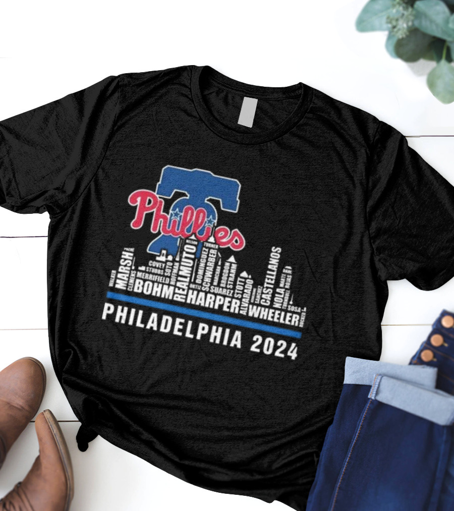 Philadelphia Phillies Player Lineup Skyline T-Shirt