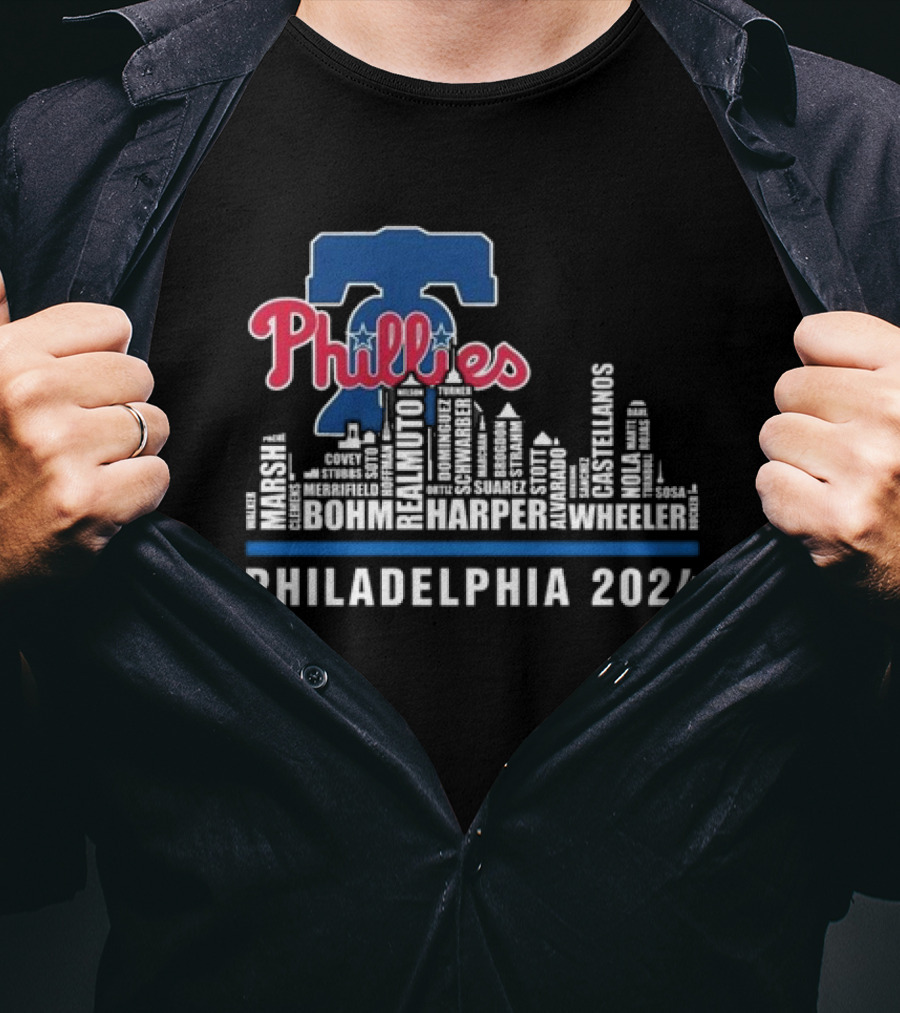 Philadelphia Phillies Player Lineup Skyline T-Shirt