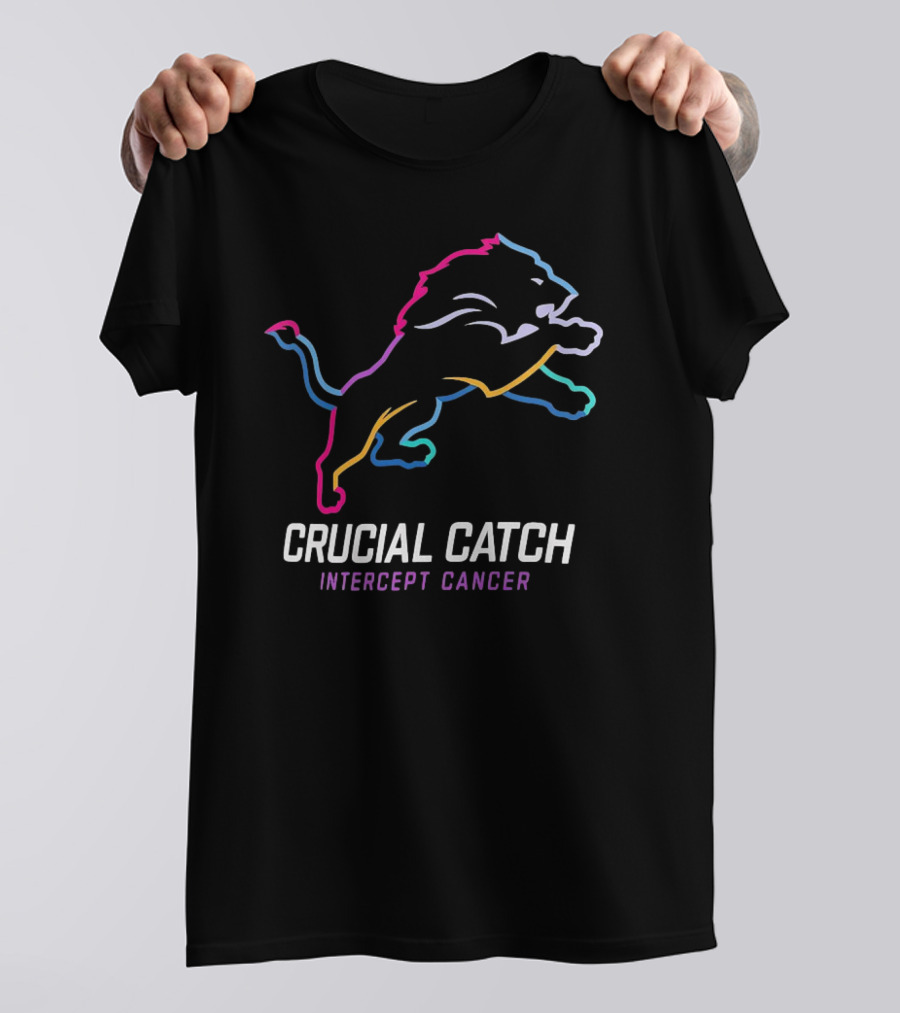Detroit Lions Crucial Catch Intercept Cancer Awareness T-Shirt
