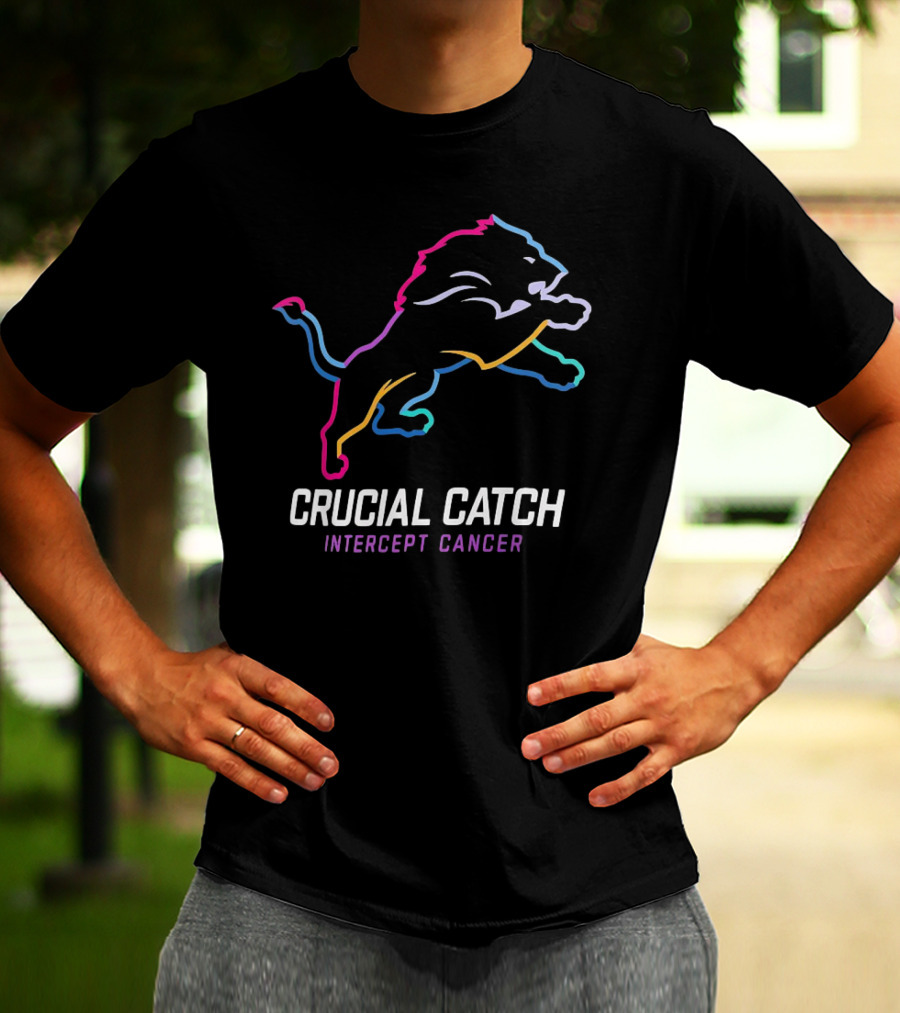 Detroit Lions Crucial Catch Intercept Cancer Awareness T-Shirt