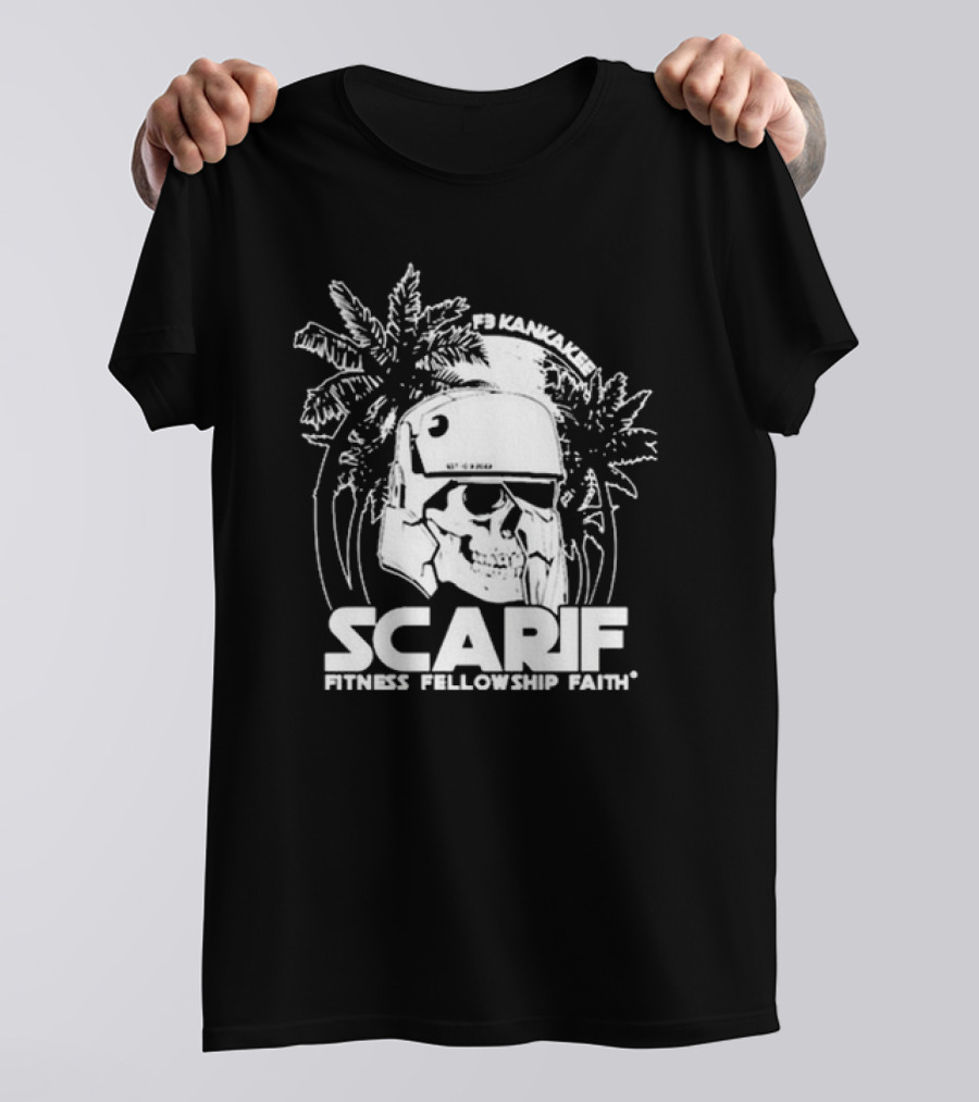 F3 Kankakee Scarif Fitness Fellowship Faith Stormtrooper Palm Trees T-Shirt