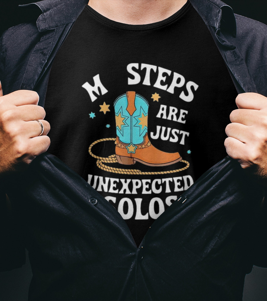 Line Dancing Missteps Are Just Unexpected Solos Cowboy Boot Rope Star T-Shirt