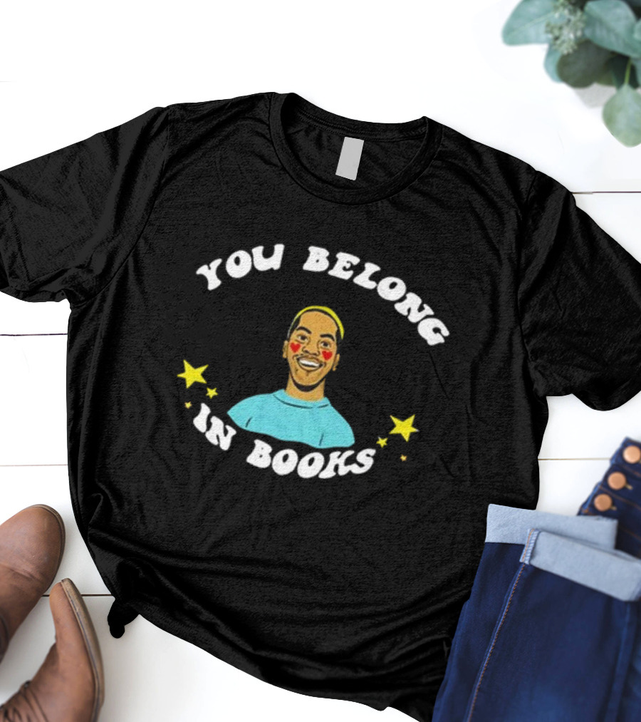 You Belong In Books Mychal Threets Stars And Smiling Face T-Shirt