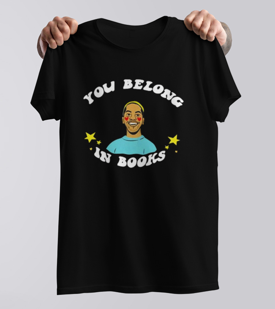 You Belong In Books Mychal Threets Stars And Smiling Face T-Shirt
