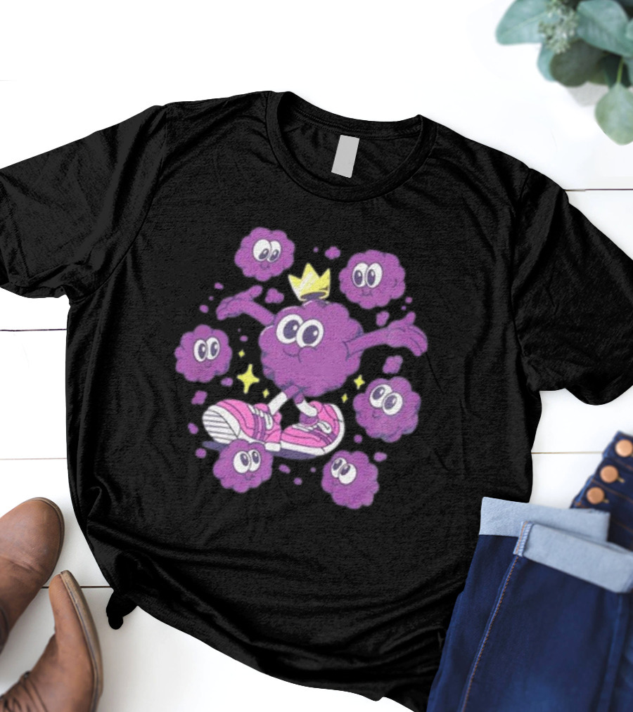 Ranboo Particle Palooza Crowned Purple Character With Sneakers And Stars T-Shirt