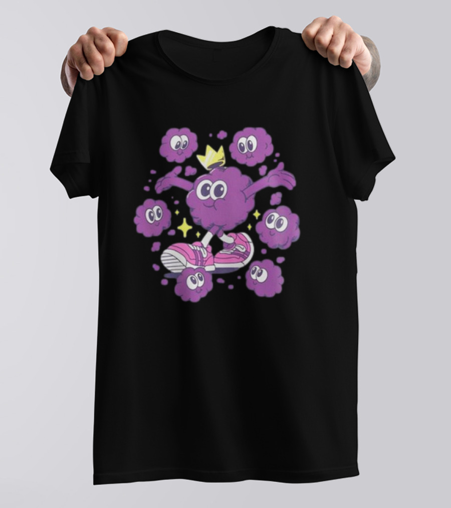 Ranboo Particle Palooza Crowned Purple Character With Sneakers And Stars T-Shirt