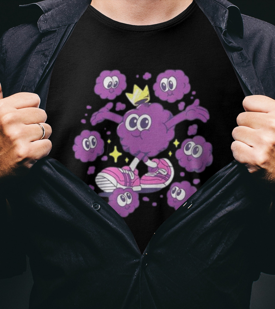 Ranboo Particle Palooza Crowned Purple Character With Sneakers And Stars T-Shirt