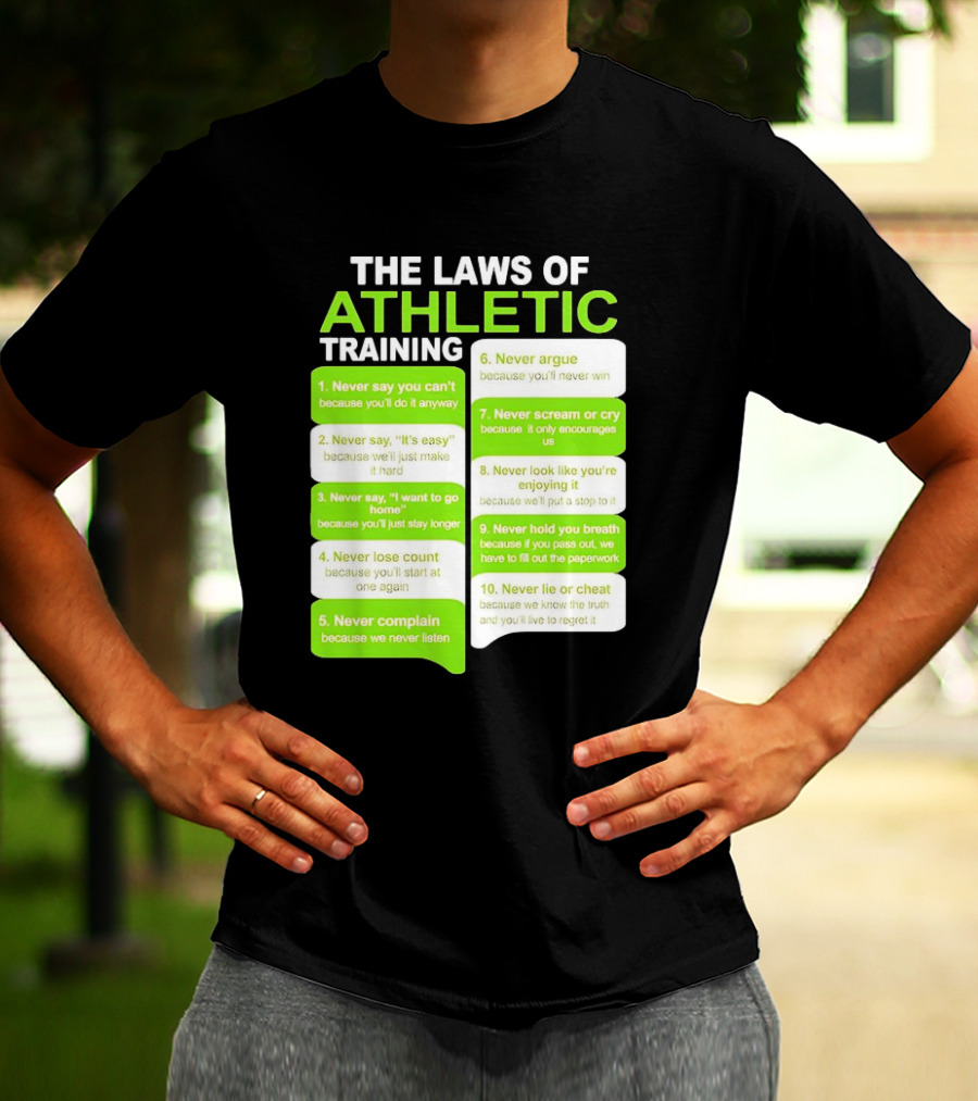 The Laws Of Athletic Training Never Say Never Only Encourages It T-Shirt