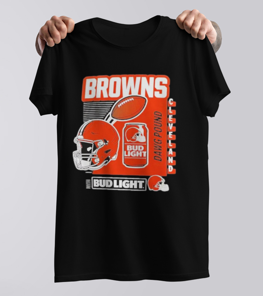 Browns Cleveland Bud Light Dawg Pound Football Helmet T-Shirt