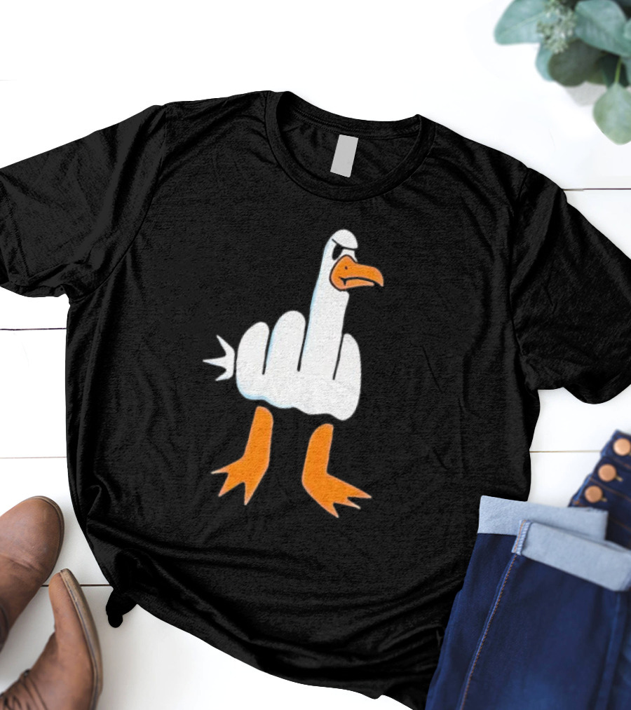 Duck Flipping The Bird Middle Finger Gesture T-Shirt