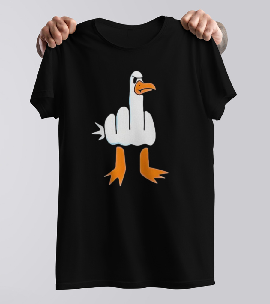 Duck Flipping The Bird Middle Finger Gesture T-Shirt