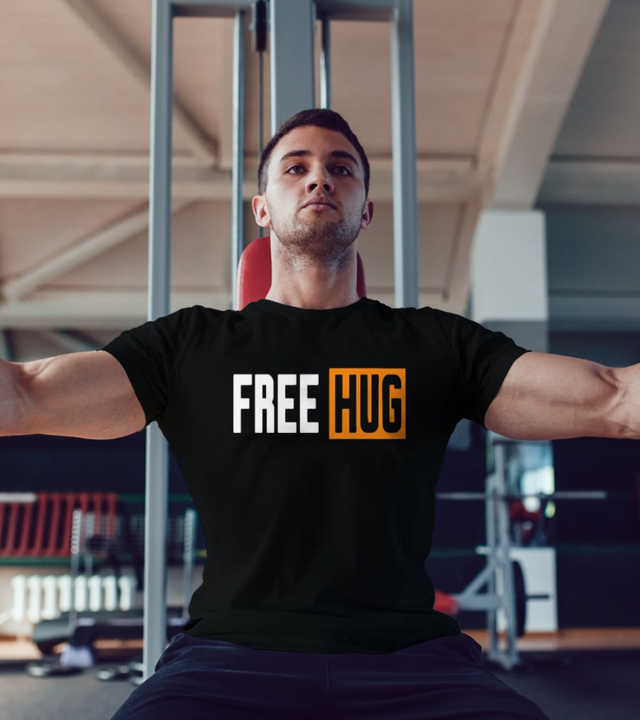 FREE HUG Logo Text With Orange Background Block T-Shirt