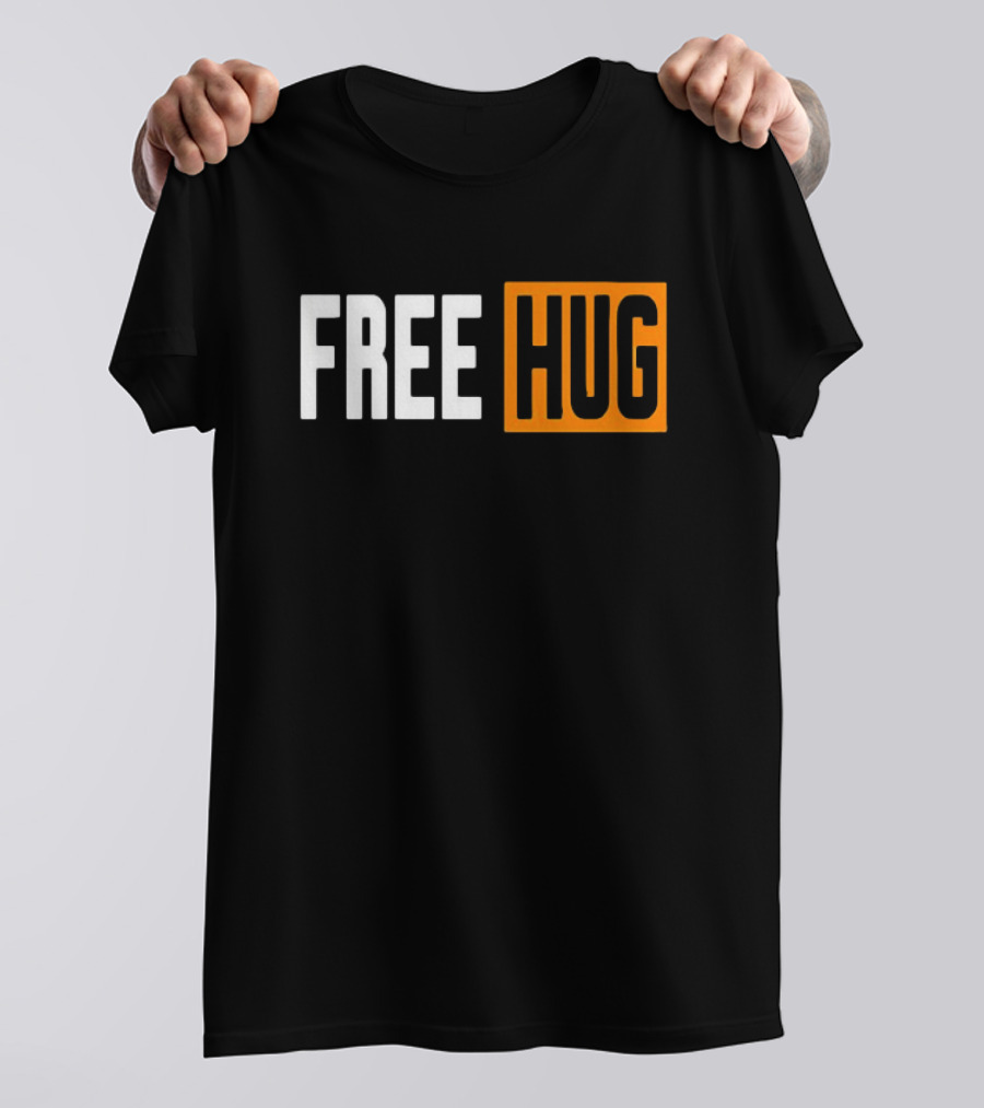 FREE HUG Logo Text With Orange Background Block T-Shirt