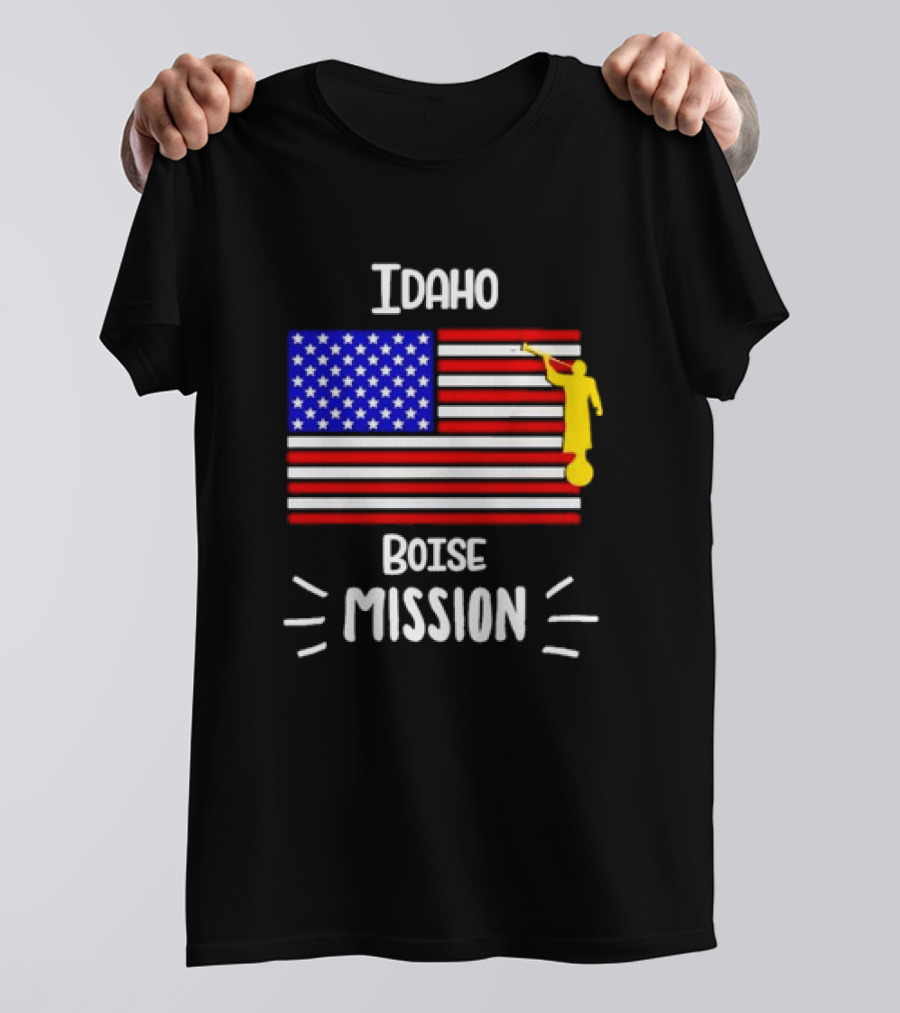 Idaho Boise Mission US Flag With Angel Moroni T-Shirt