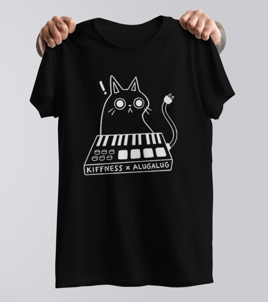 Kiffness X Alugalug Cat Keyboard Plug Drawing T-Shirt
