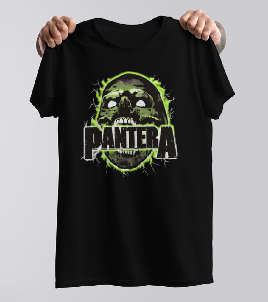 Pantera Electric Green Glowing Skull T-Shirt