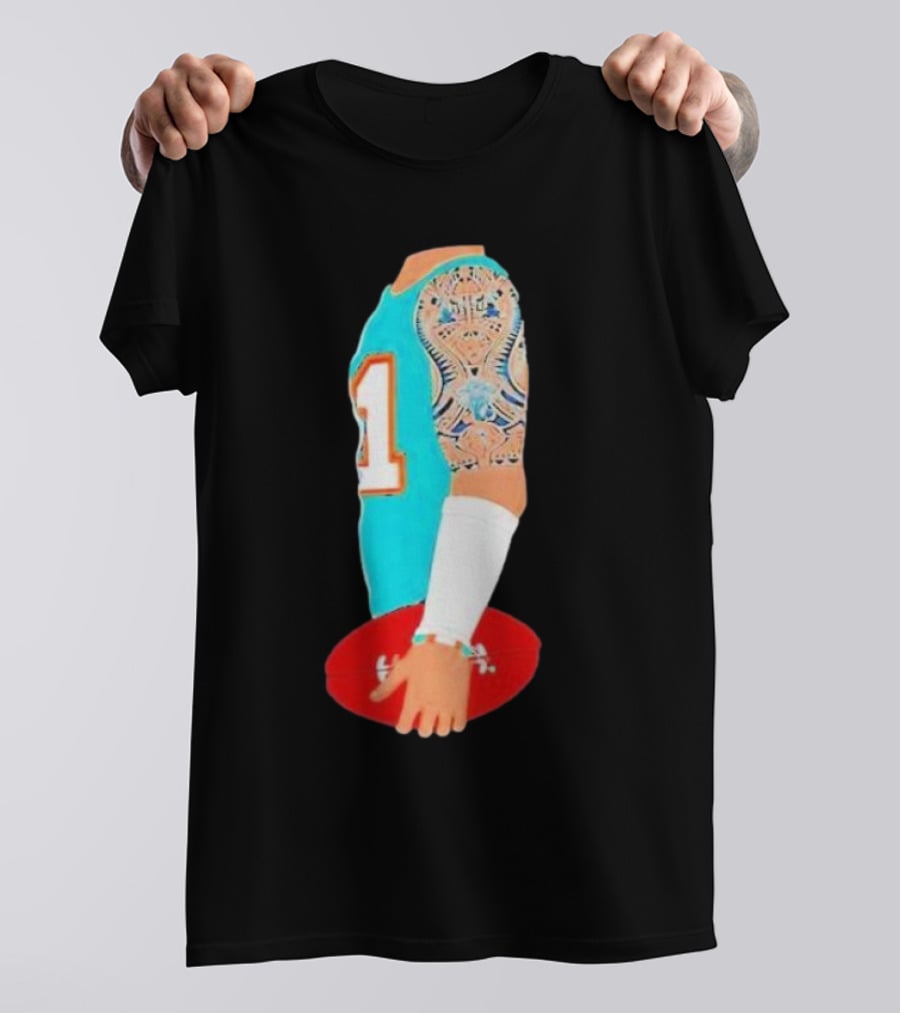 Tua Tagovailoa Football Arm Miami Dolphins Number 1 T-Shirt