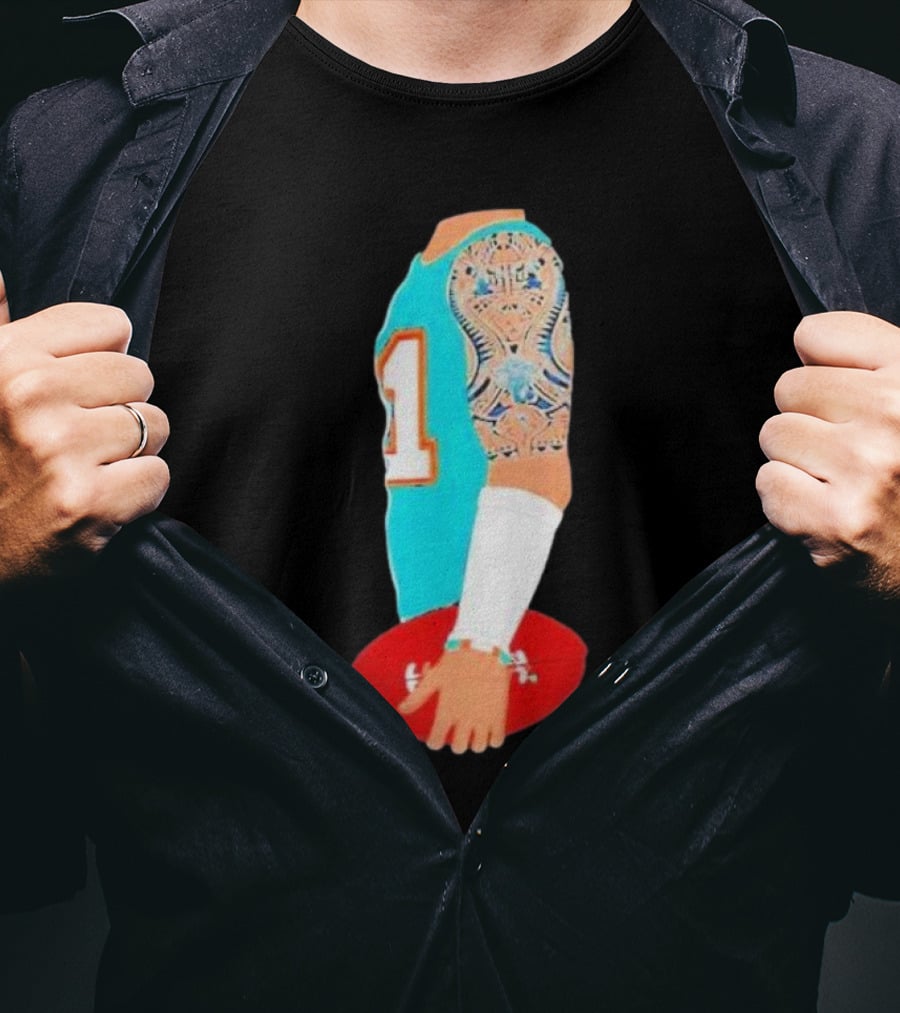 Tua Tagovailoa Football Arm Miami Dolphins Number 1 T-Shirt