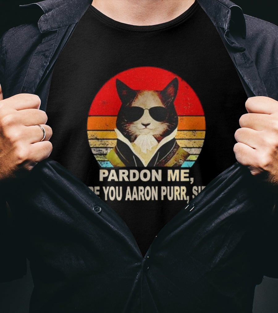 Pardon Me Are You Aaron Purr Sir Alexander Hamilton Cat Retro T-Shirt