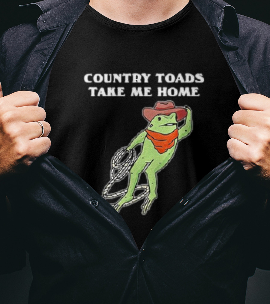 Country Toads Take Me Home Cowboy Frog Funny Western T-Shirt