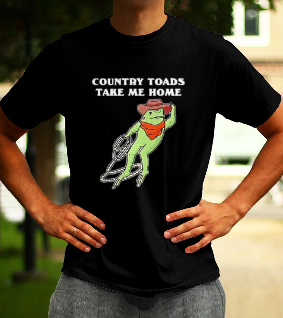 Country Toads Take Me Home Cowboy Frog Funny Western T-Shirt