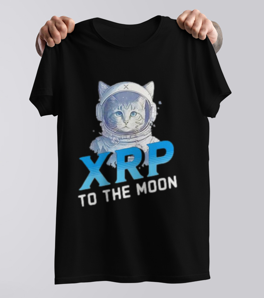 XRP Cat To The Moon Crypto Merchandise Astronaut Helmets T-Shirt