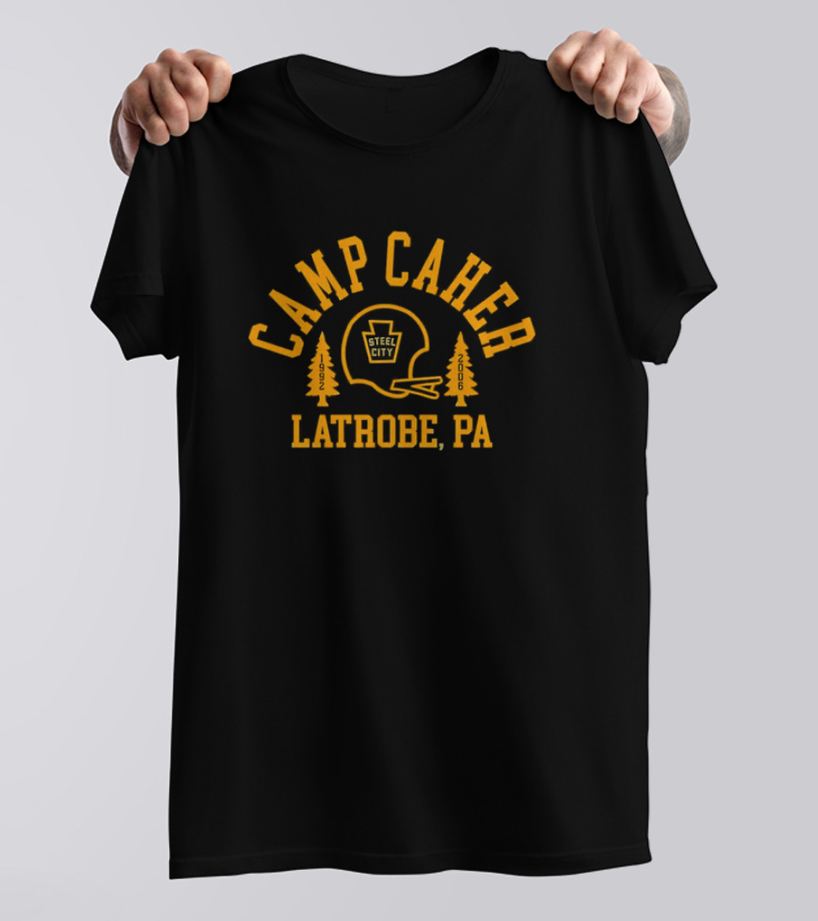 Camp Caher Steel City Football Helmet Trees Latrobe Pa 1992 2006 T-Shirt