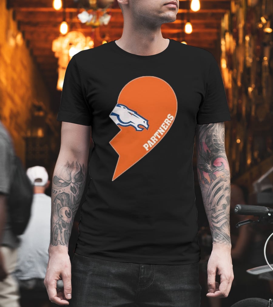 Denver Broncos Orange Half Heart Partners T-Shirt