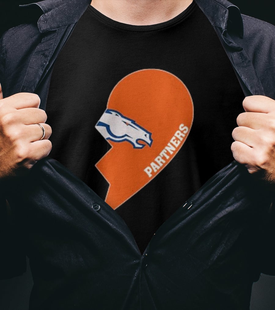Denver Broncos Orange Half Heart Partners T-Shirt