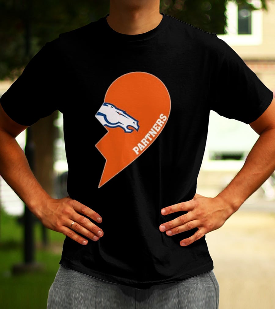 Denver Broncos Orange Half Heart Partners T-Shirt
