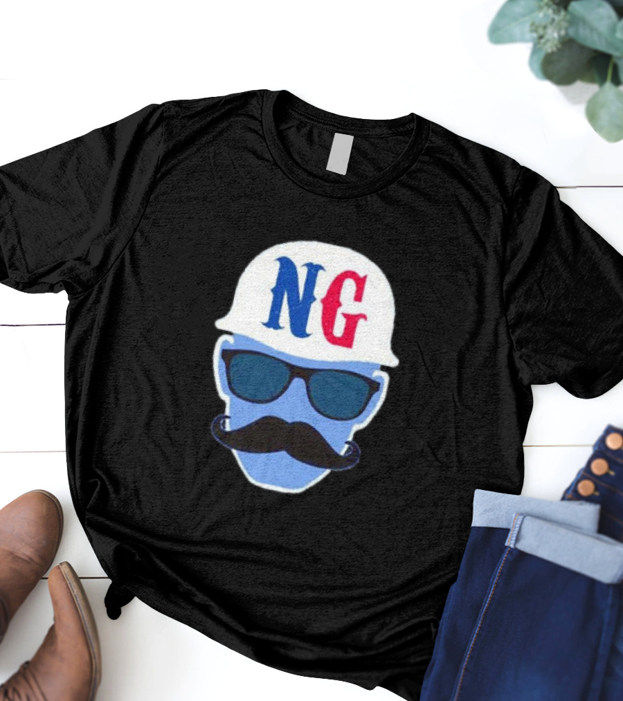 NG Not Gaetti NG Logo Blue Mustache And Sunglasses T-Shirt
