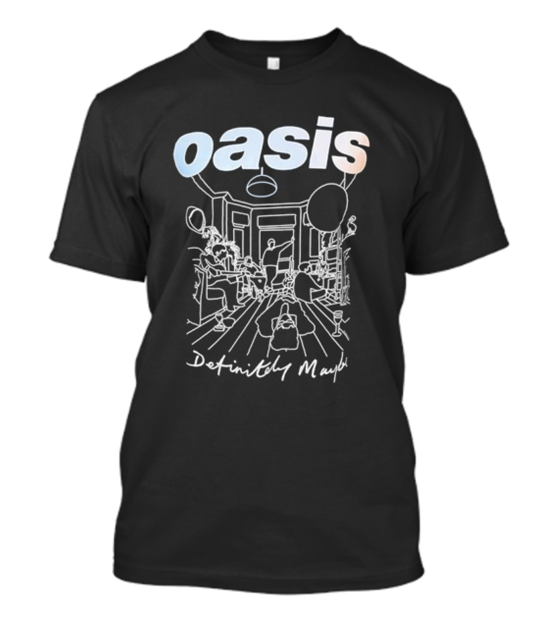 Oasis Definitely Maybe Line Drawing 90s Britpop Album T-Shirt