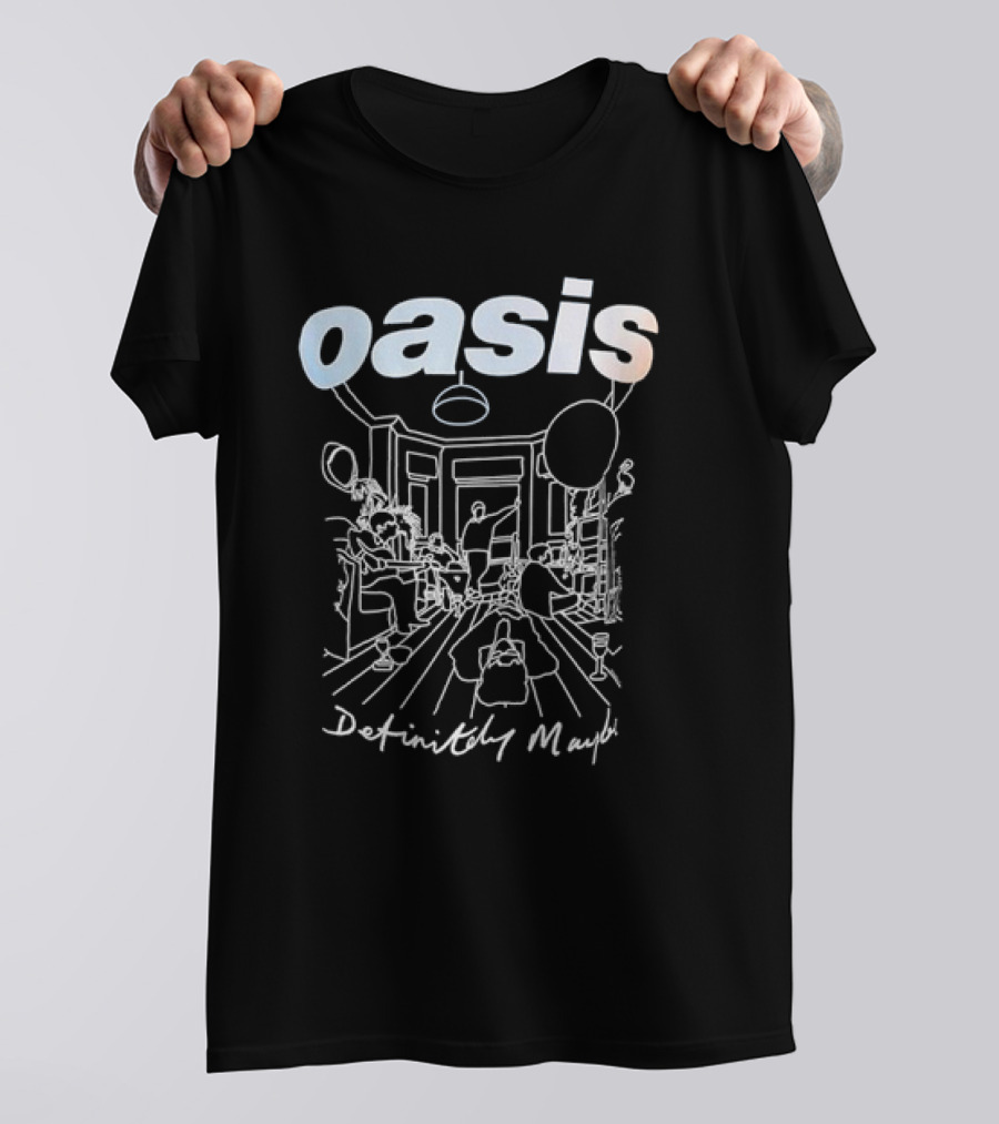 Oasis Definitely Maybe Line Drawing 90s Britpop Album T-Shirt