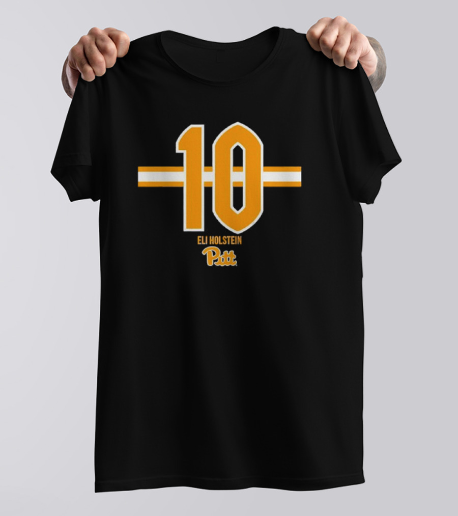 Pitt Football Eli Holstein Number 10 Stripe T-Shirt