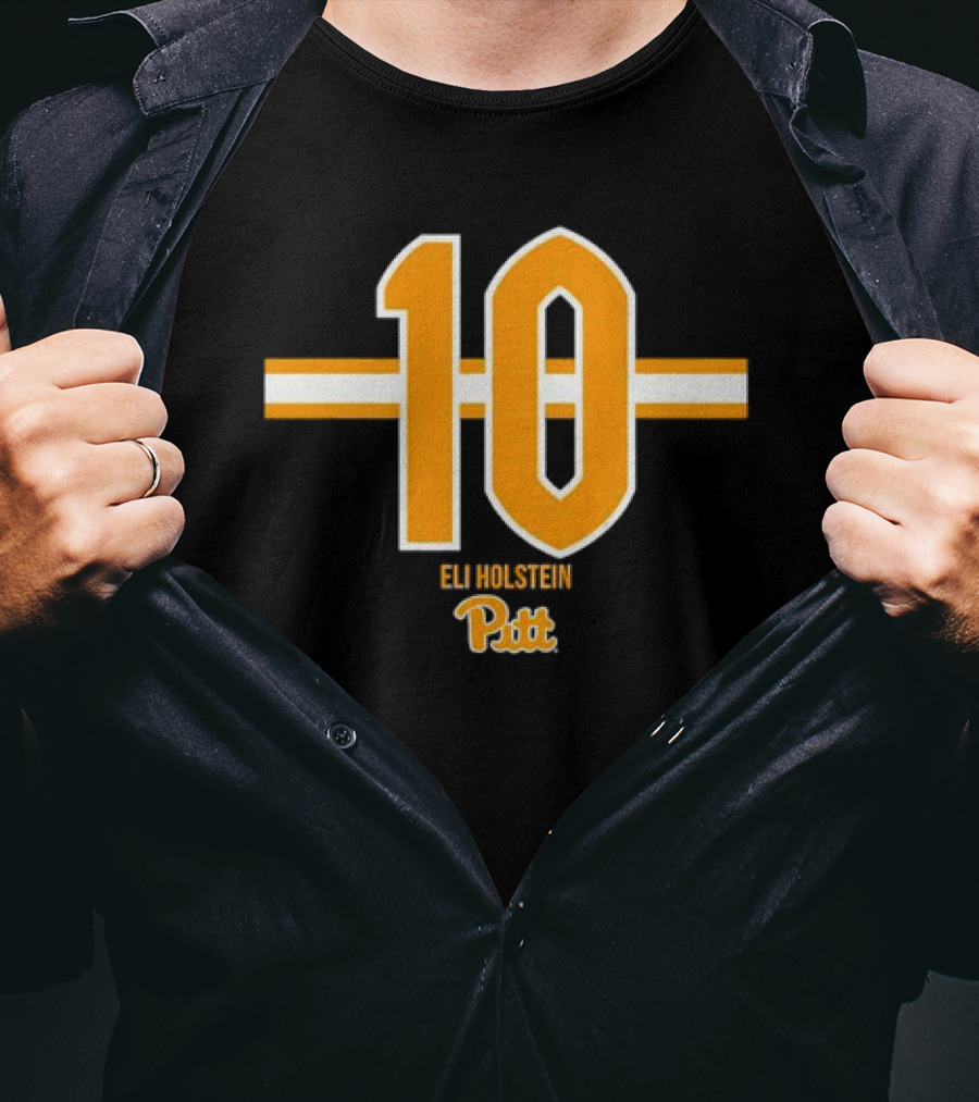 Pitt Football Eli Holstein Number 10 Stripe T-Shirt