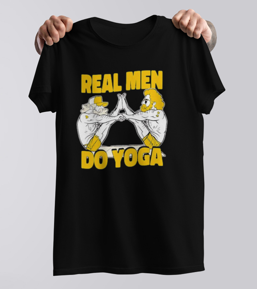 Real Men Do Yoga Cartoon Exercise Training T-Shirt
