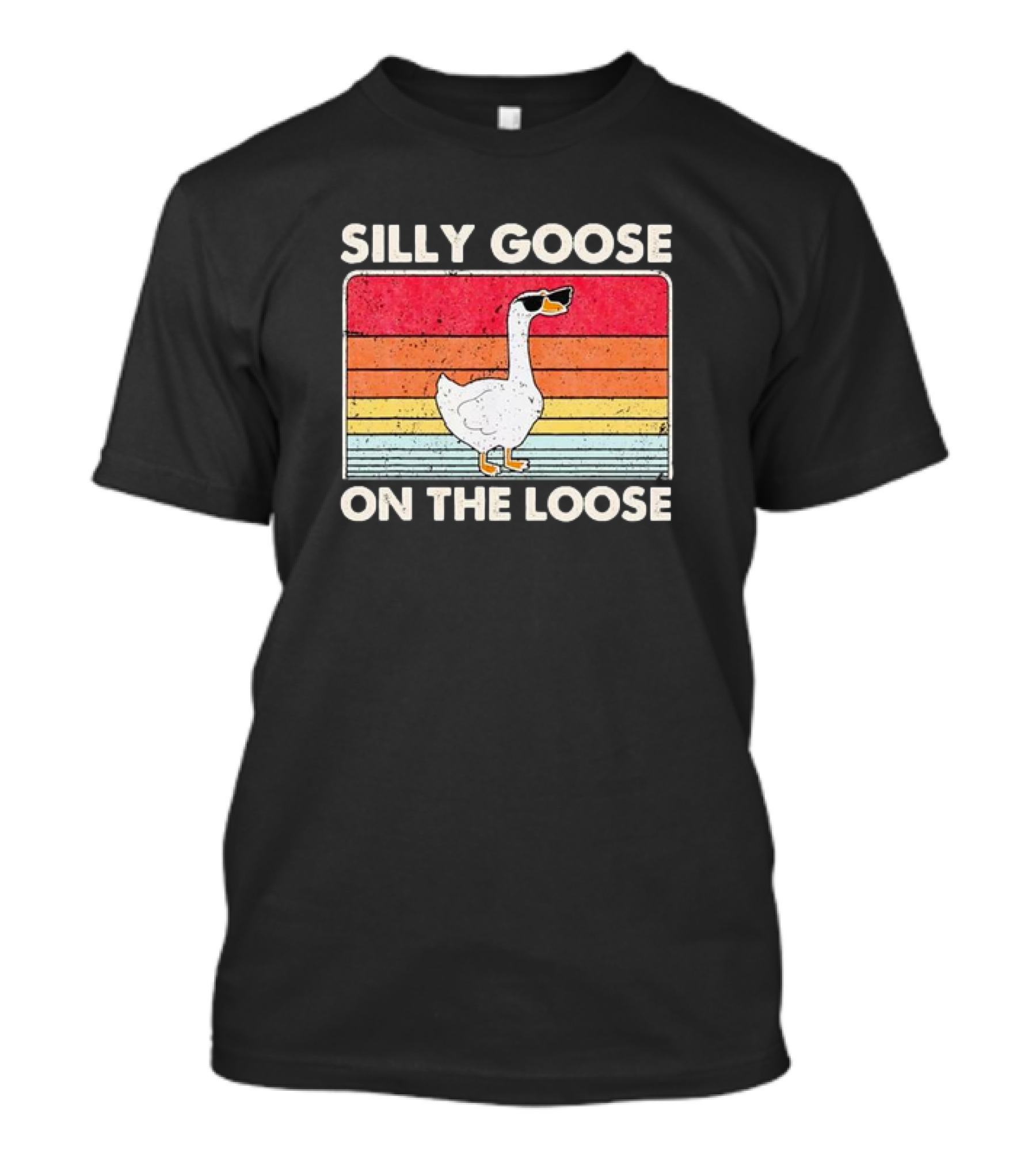 Silly Goose On The Loose Retro Sunglasses Vintage Stripes T-Shirt