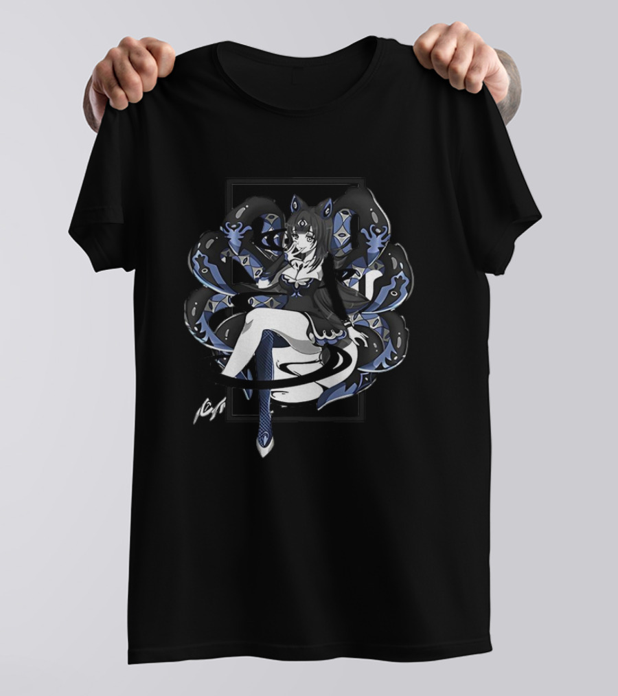 Abelia Release The Kraken Anime Tentacle Girl Monochrome T-Shirt