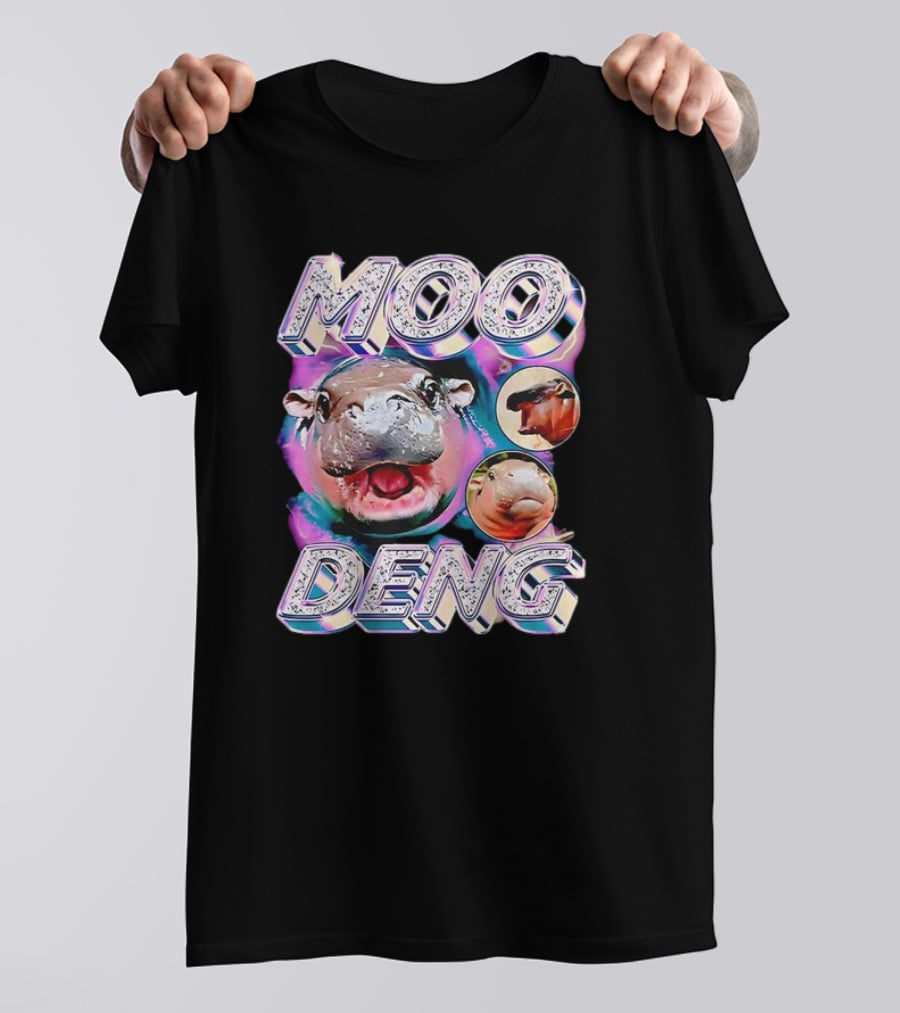 Moo Deng Colorful Hippo Pop Art Vintage Retro T-Shirt