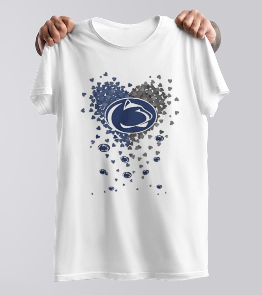 Heart Full Of Penn State Nittany Lions Pride Blue And Gray Logo Hearts T-Shirt