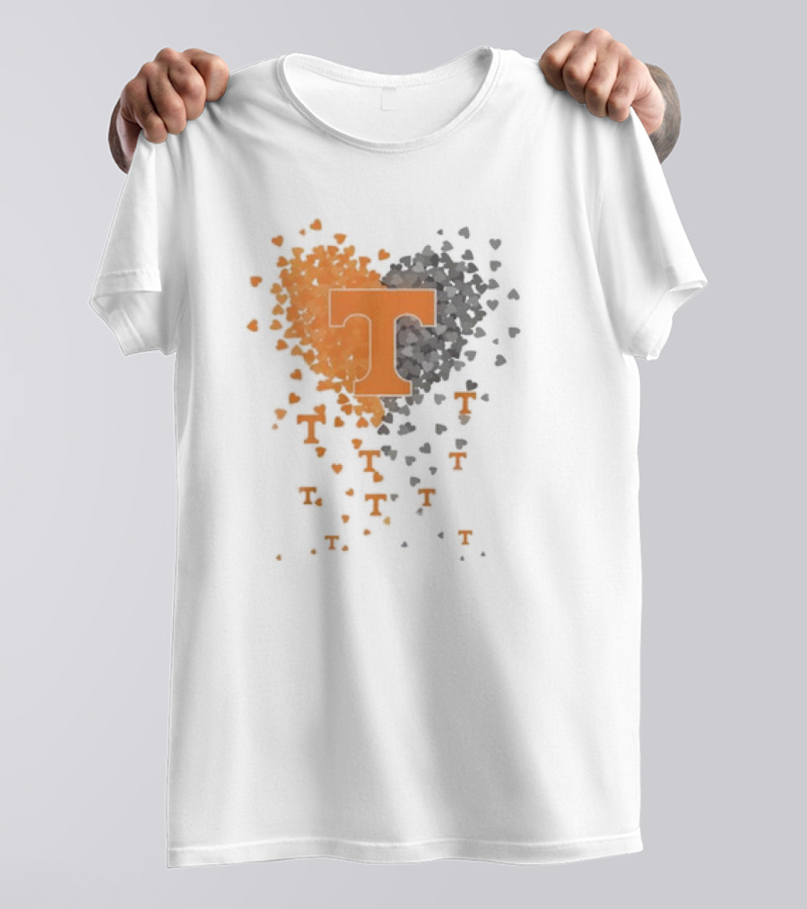 Heart Of Tennessee T With Orange And Gray Hearts T-Shirt