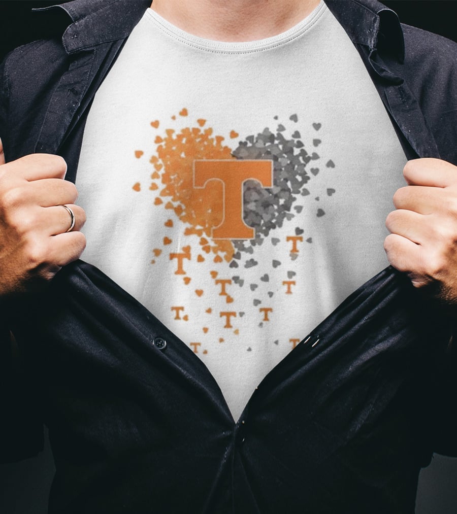 Heart Of Tennessee T With Orange And Gray Hearts T-Shirt
