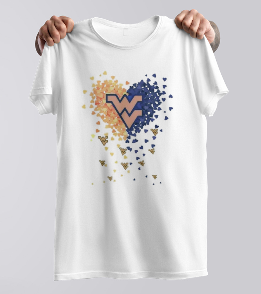 Heart Full Of West Virginia Mountaineers WV Logo And Colorful Hearts T-Shirt