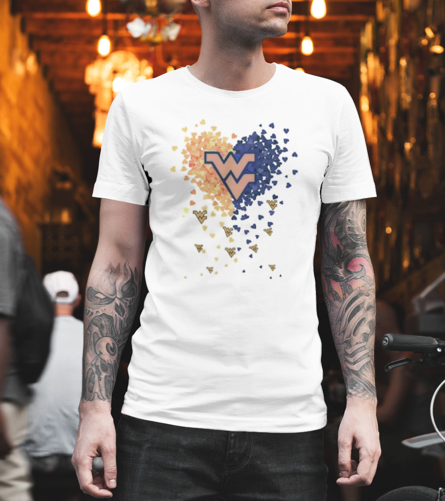 Heart Full Of West Virginia Mountaineers WV Logo And Colorful Hearts T-Shirt